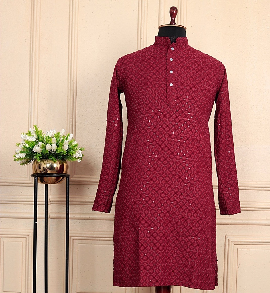 men's Kurta Paijama - Maroon