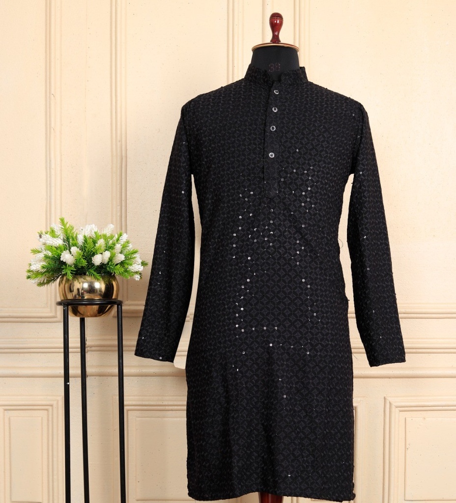men's Kurta Pajama - Black