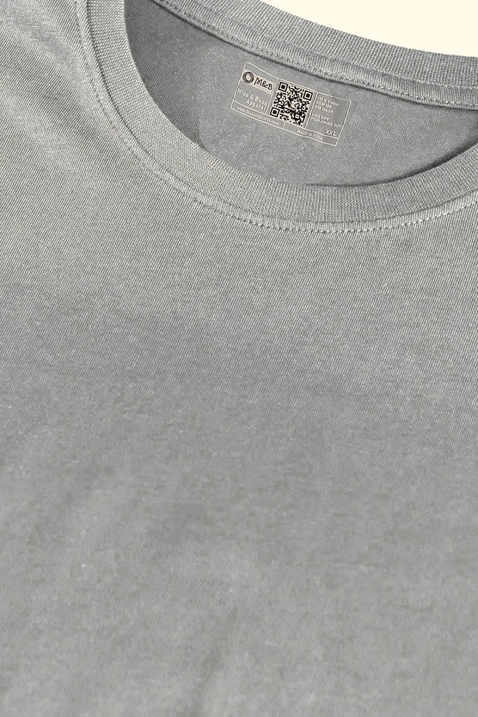 Grey- Round Neck T-Shirt Plain solid Color