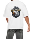 White Oversized Printed T Shirt for Bikers - Outdoor Eagle