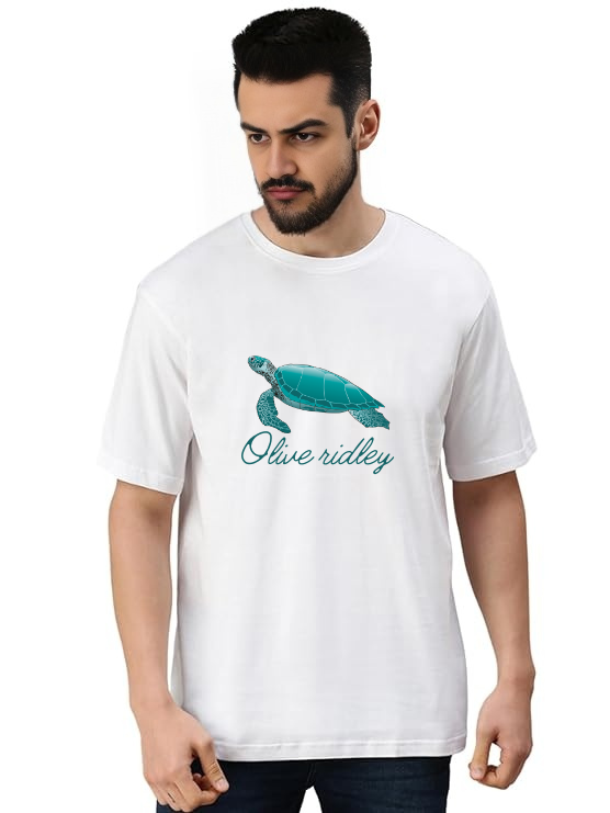 White Oversized Holiday T Shirt Marine -Olive Ridley