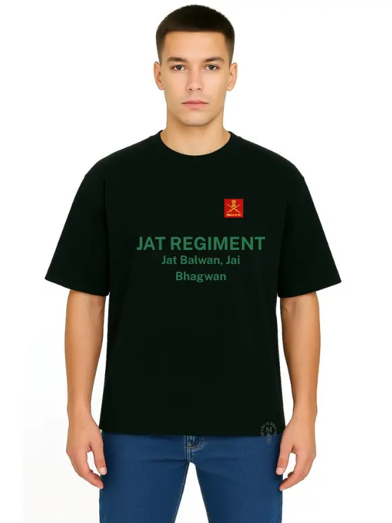 Black Oversized Army T Shirt  - Jat regiment
