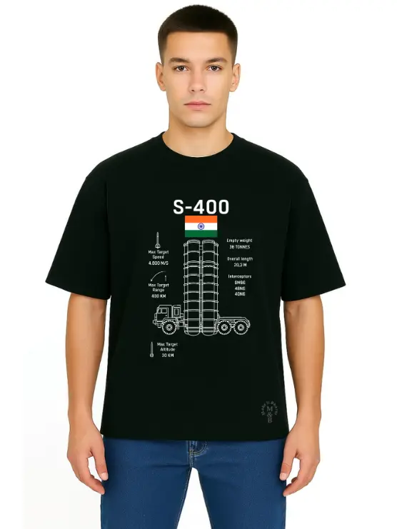 Black Oversized Army T Shirt  - S400 Operation Sindoor