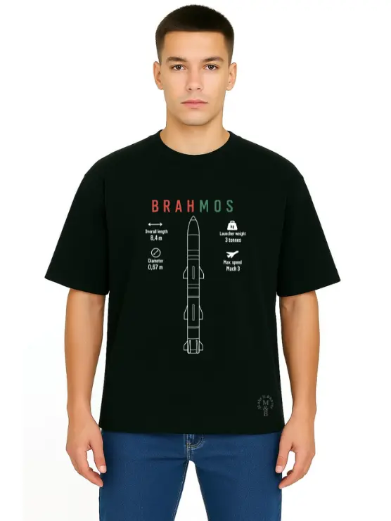 Black Oversized Army T Shirt  - Brahmos Operation Sindoor