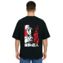 Black Oversized Anime T Shirt  - Titan Attack 13