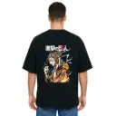Black Oversized Anime T Shirt  - Titan Attack 23