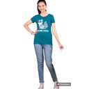 Girls Round-Neck Printed Half Sleeves T-Shirt - Blue