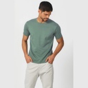 Pista Green Round Neck T-Shirt Plain solid Color