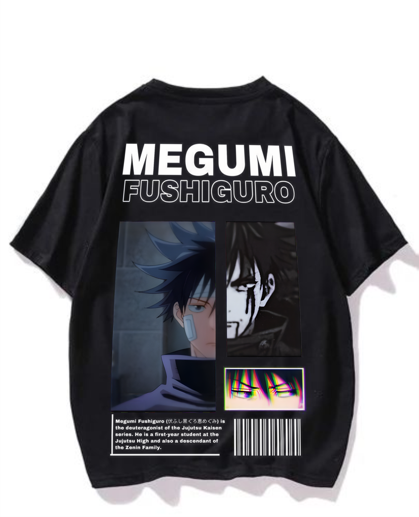 Black- Oversized Printed T-Shirt -Megumi