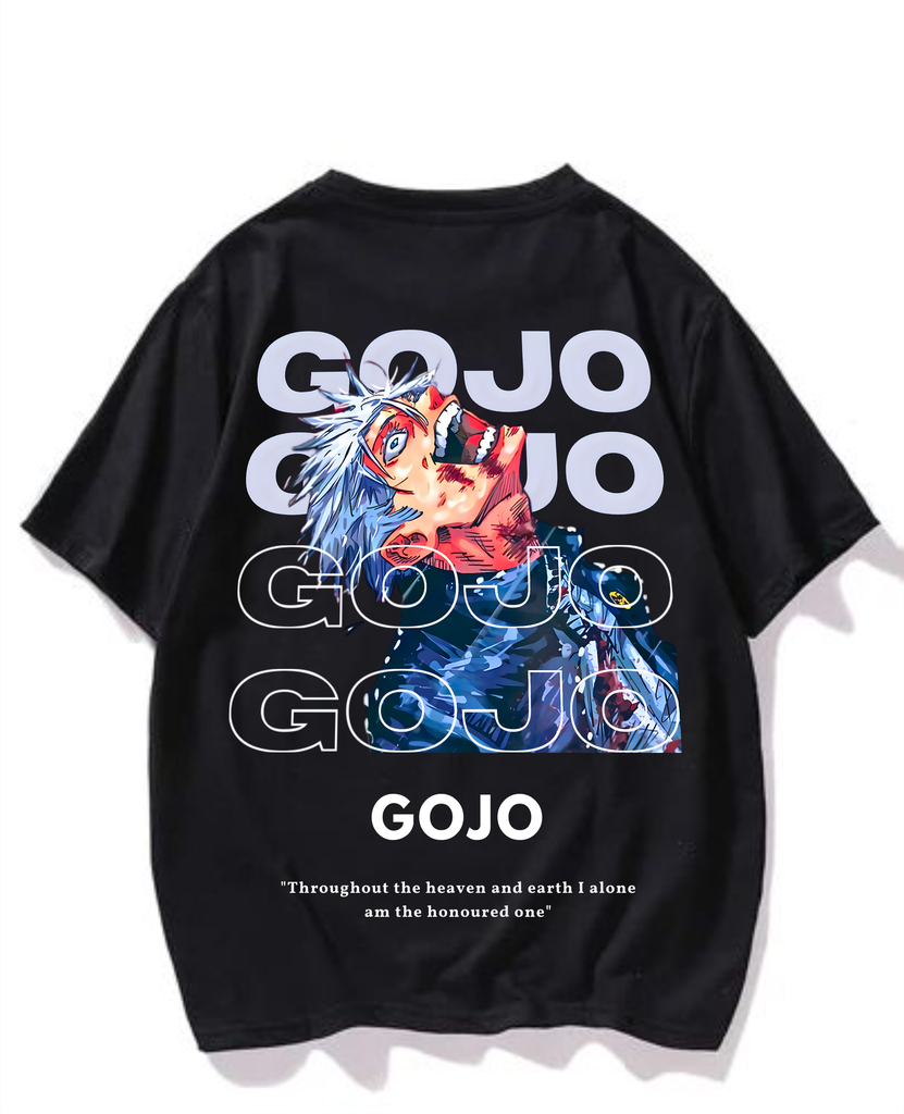 Black Oversized Printed T-Shirt - Gojo