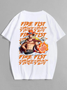 White Oversized Printed T-Shirt - ACE