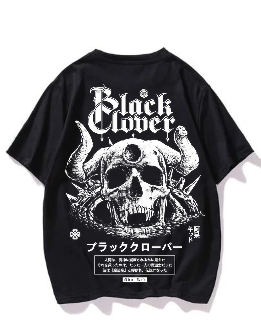 Black- Oversized Printed T-Shirt - Clover