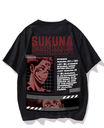 Black- Oversized Printed T-Shirt - Sukuna