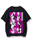Black- Oversized Printed T-Shirt - Shido