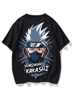 Black- Oversized Printed T-Shirt - Kakashi