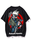 Black- Oversized Printed T-Shirt - Kakashi Hatake