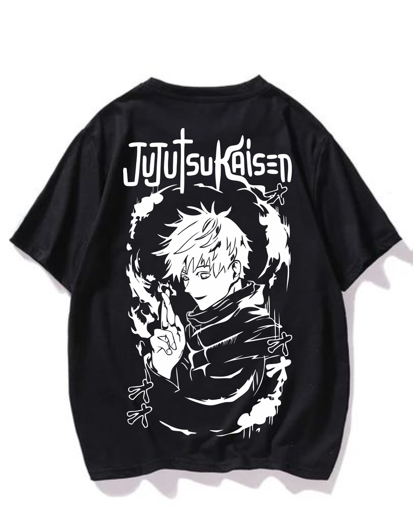 Black- Oversized Printed T-Shirt - Jujutsu