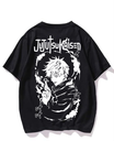 Black- Oversized Printed T-Shirt - Jujutsu