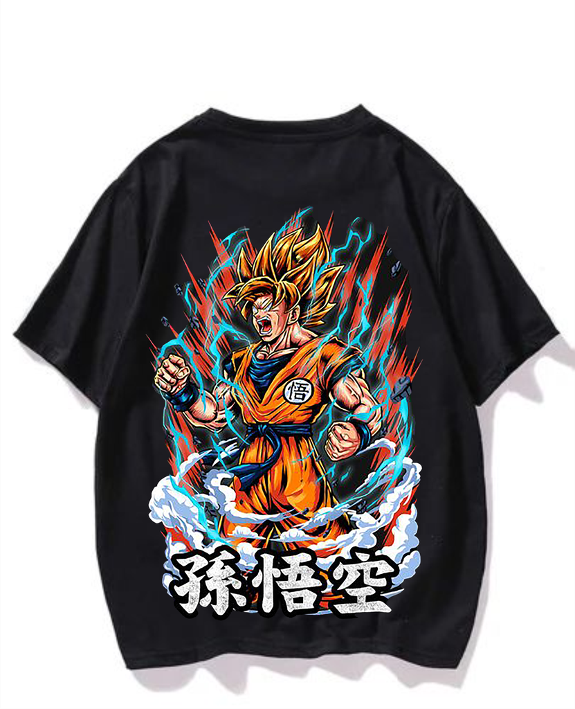 Black- Oversized Printed T-Shirt - Goku