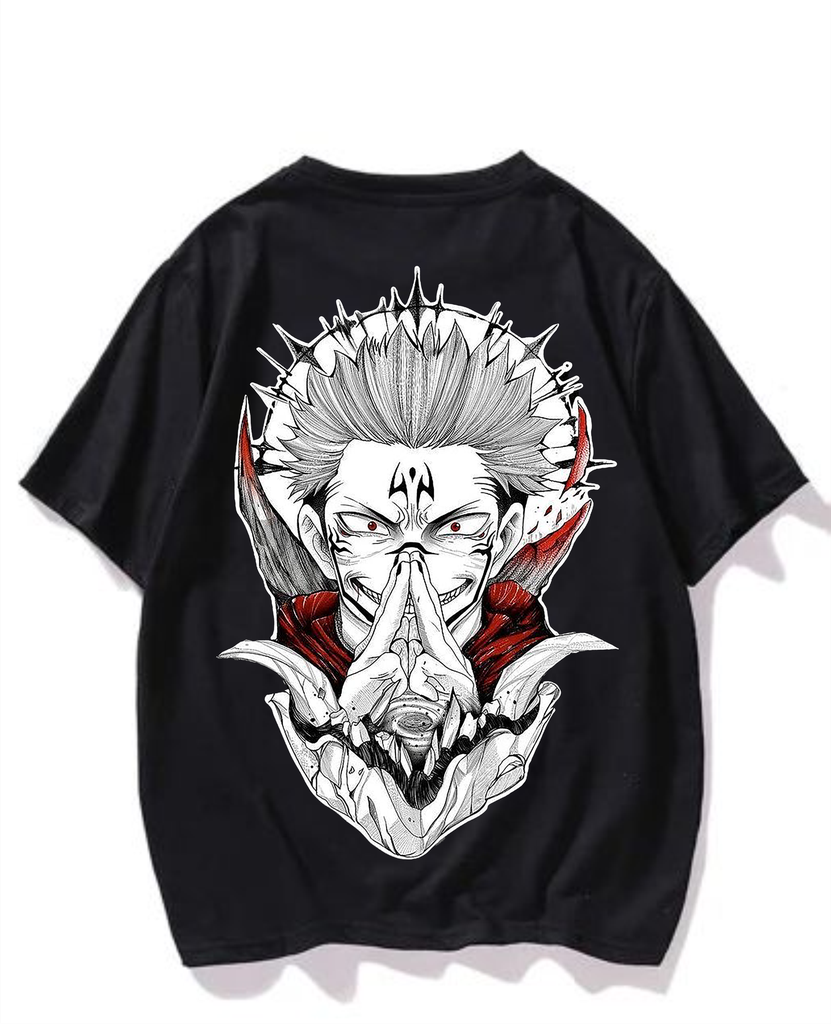 Black- Oversized Printed T-Shirt - Jujutsu Kaisen