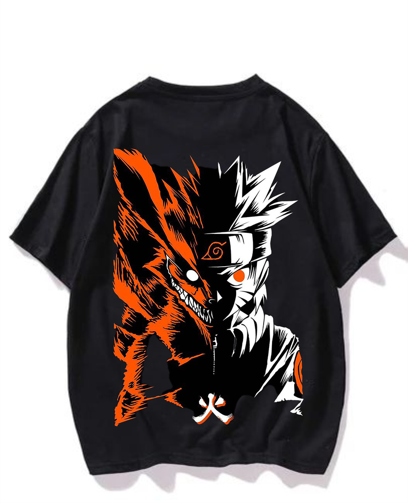 Black- Oversized Printed T-Shirt - Naruto Anime