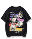 Black- Oversized Printed T-Shirt - DEMON SLAYER