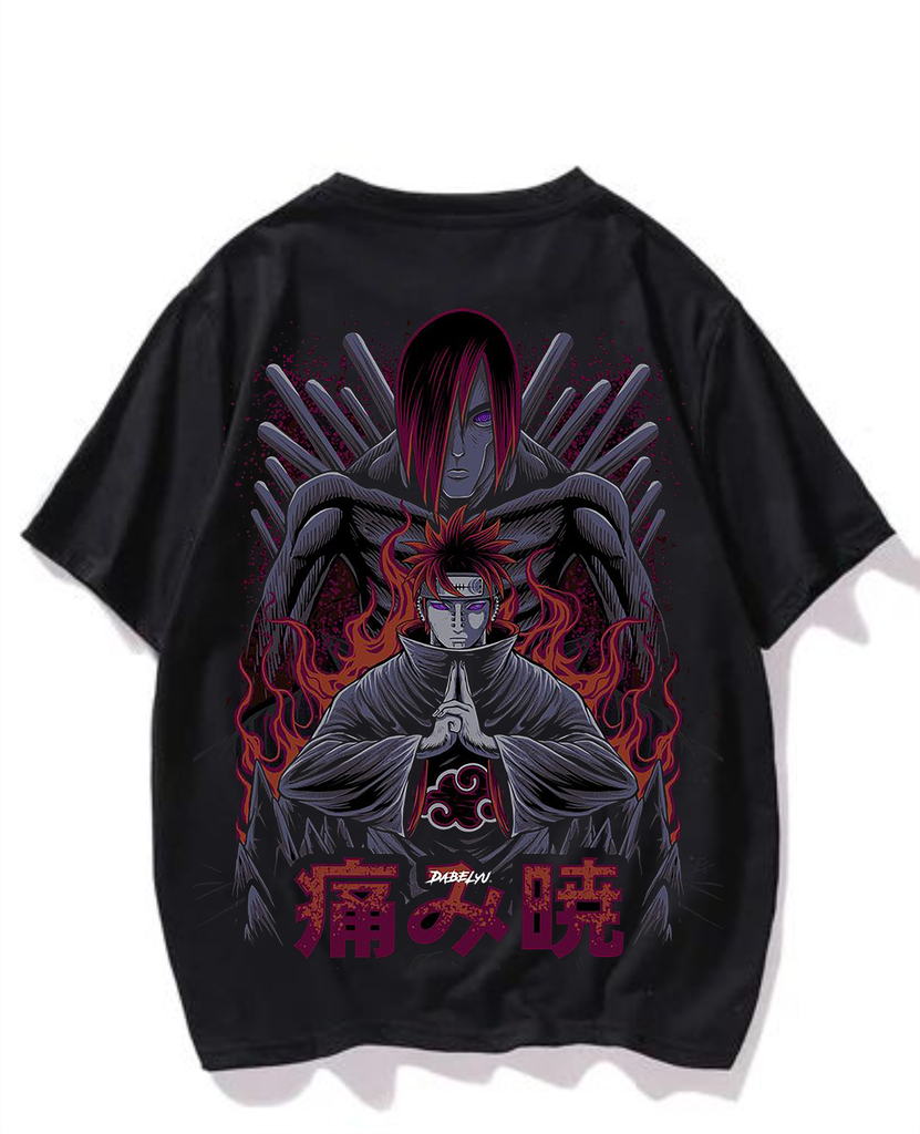 Black- Oversized Printed T-Shirt - Uchiha 