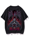 Black- Oversized Printed T-Shirt - Uchiha 