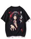 Black- Oversized Printed T-Shirt - Itachi Uchiha
