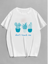 White- Oversized Printed T-Shirt - don't Touch me