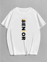 White- Oversized Printed T-Shirt - Senior Student