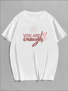 White Oversized Printed T-Shirt - Enough Love
