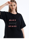 Black Oversized Printed T-Shirt - make you Heard