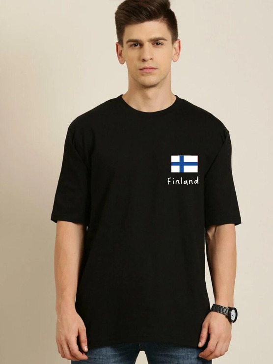 Black- Oversized Country T-Shirt - Finland