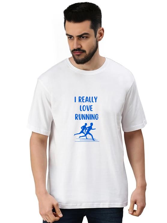 White Oversized workout T-Shirt - Love Running