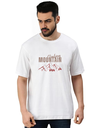 White Oversized Holiday T-Shirt -Climbing mountain