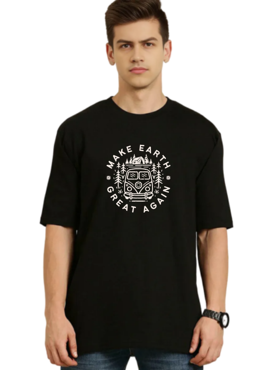 Black Oversized Holiday T-Shirt - Make Earth