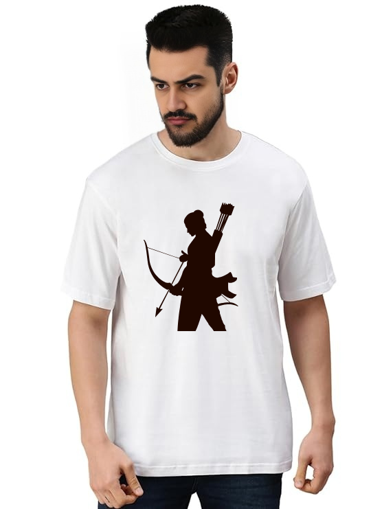 White Oversized devotional  T-Shirt - Shri Ram