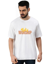 White Oversized Office Fun T-Shirt - Worship