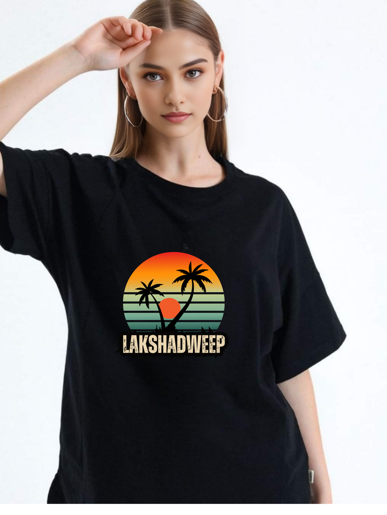 Black Oversized T-Shirt - Lakshadweep Holiday