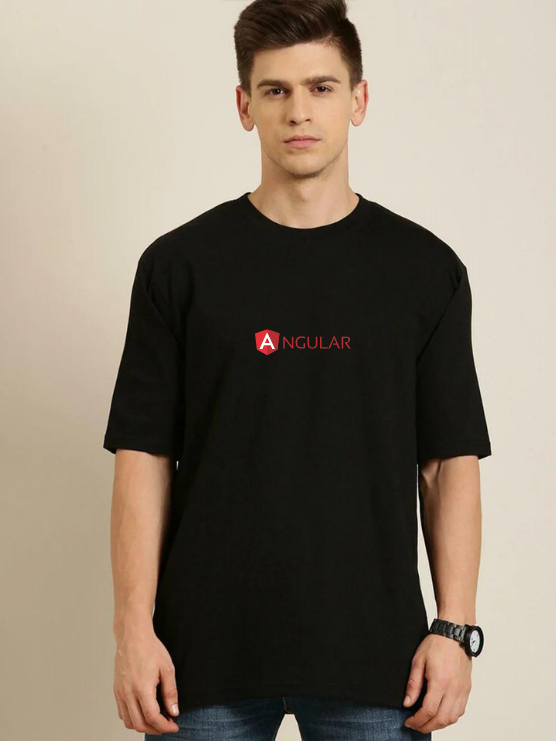 Black Oversized Science & Tech T Shirt - Angular