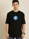 Black Oversized Science & Tech T Shirt - C++