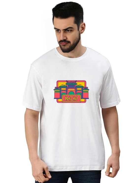 White Oversized Country T-Shirt - Macao Tour