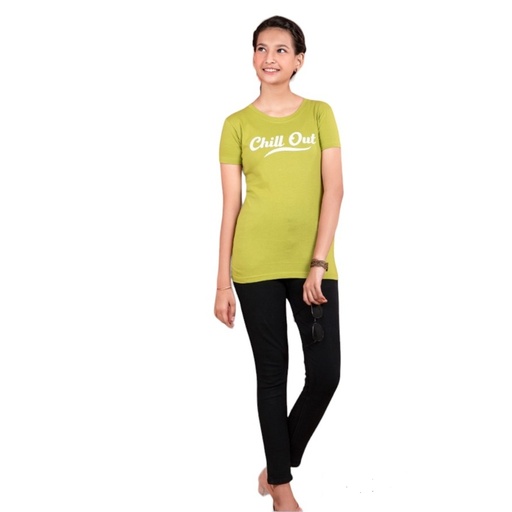 Girls Round-Neck Printed Half Sleeves T-Shirt - Green