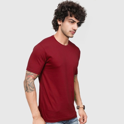 Maroon Round Neck T-Shirt - Plain solid Color