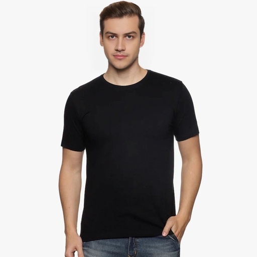 Black- Round Neck T-Shirt Plain solid Color