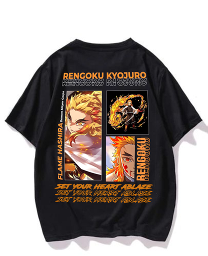 Black- Oversized Printed T-Shirt -Rengoku