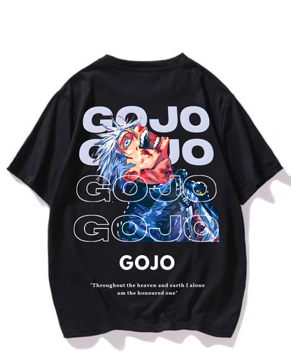 Black Oversized Printed T-Shirt - Gojo