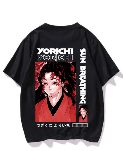 Black- Oversized Printed T-Shirt - Yorichi