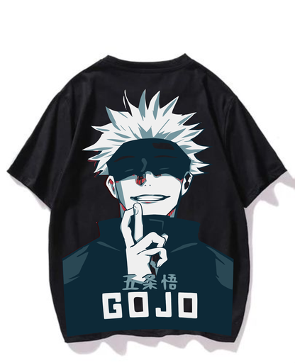 Black- Oversized Printed T-Shirt - Gojo simple